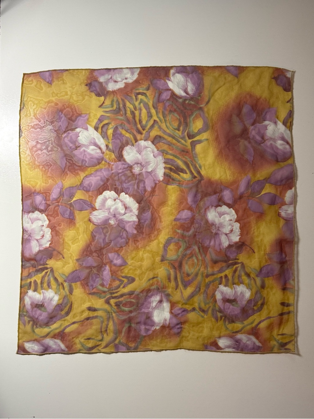 Vintage Floral Pattern Sheer Scarf